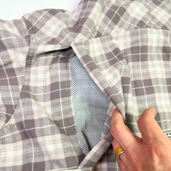 Columbia Men's XL PHG Flannel Shirt Vented Long Sleeve Plaid Taupe - Picture 8 of 12